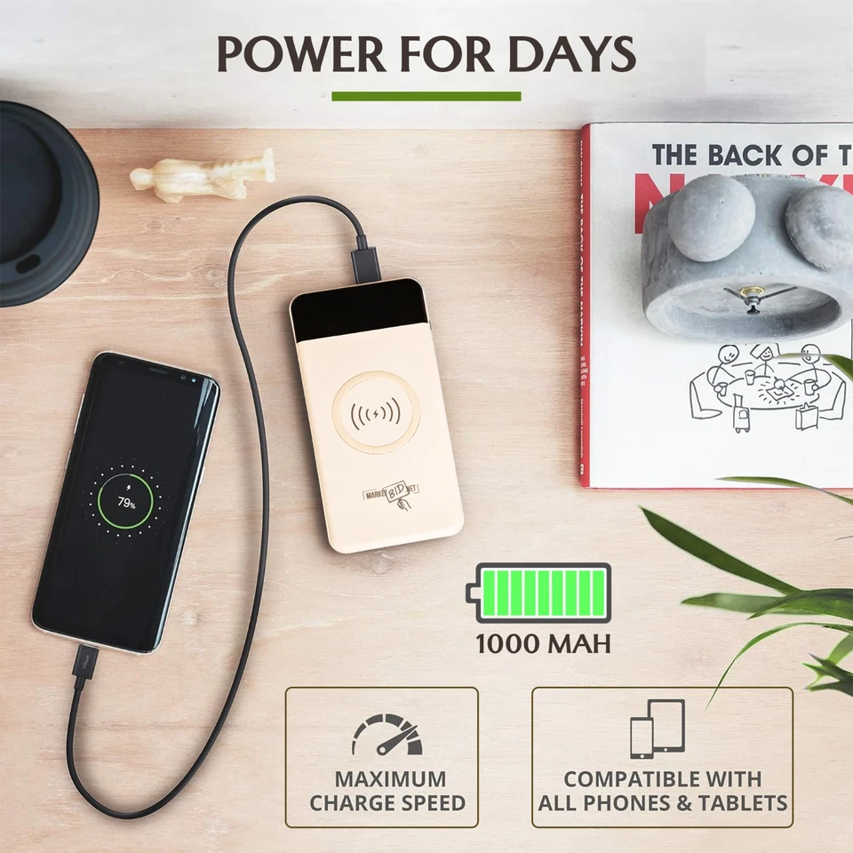 Cargador banco de energía portátil inalámbrico de 10.000 mAh Foto 3 de 4