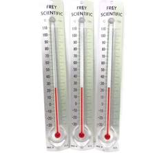 3-pcs 0-100°C Frey Scientific 6-1/6" Thermometers