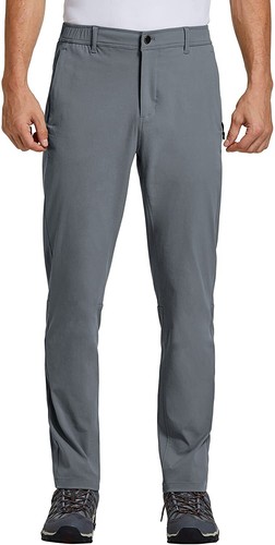 Men's Stretch Chino Pants Slim Fit Tapered Pockets Unifirm Dress Work Trousers - Picture 9 of 50