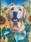 Yellow Labrador Retriever with Sunflowers Summer Garden Flag