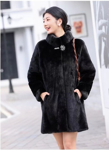 Ladies' standing collar thick fur coat - Picture 10 of 29