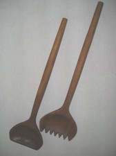Salatbesteck Holzbesteck Servierbesteck Salatl&ouml;ffel Salatgabel 30 cm lang