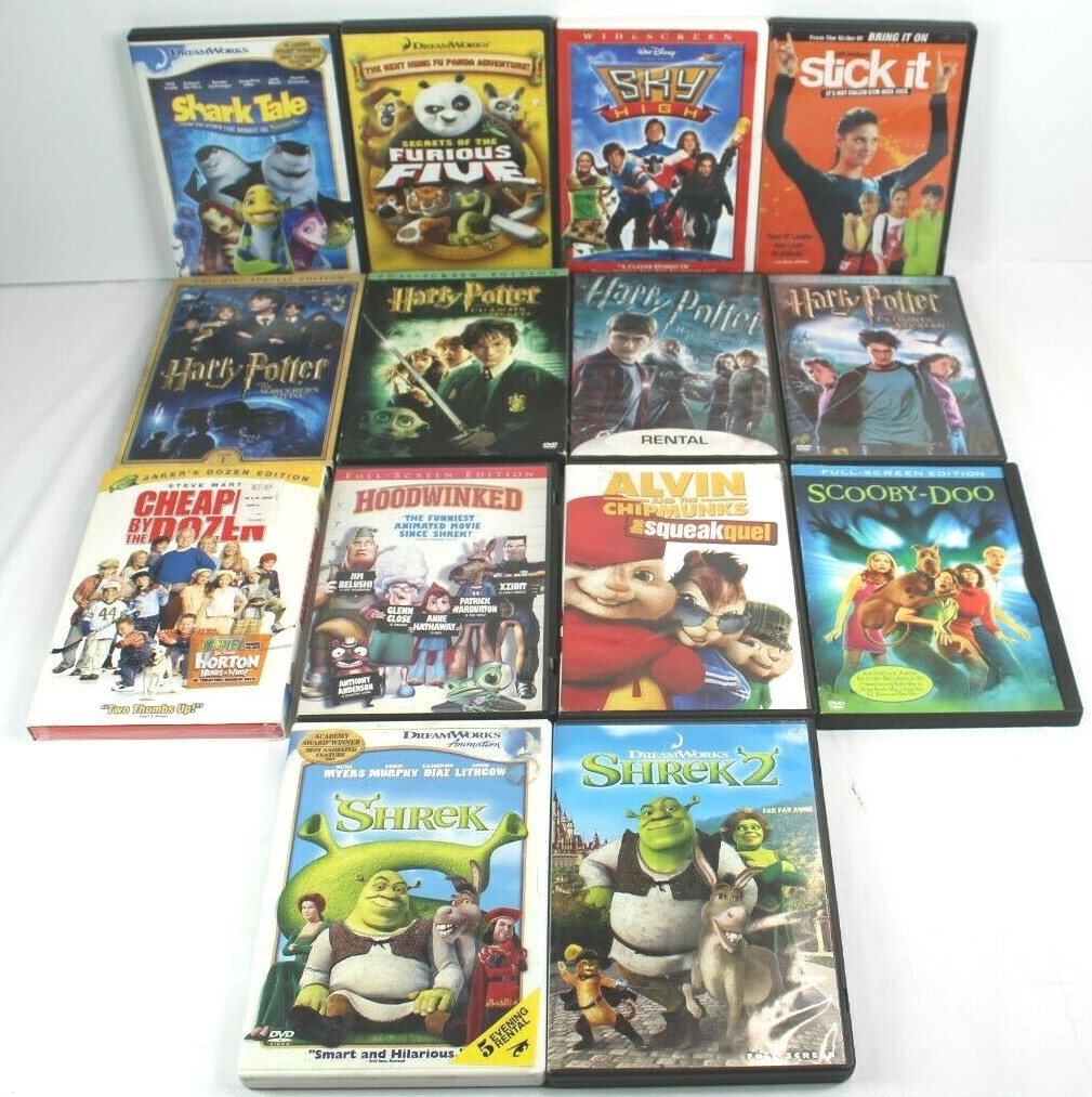 Lot Of 14 Kids Family Dvds Movies PG 1 PG13 Harry Potter Shrek 2 