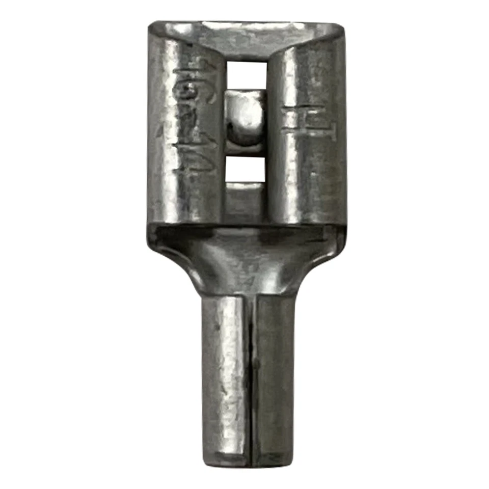 (100) Conector de terminal de desconexión rápida hembra calibre 16-14 sin aislamiento .250" Foto 2 de 4