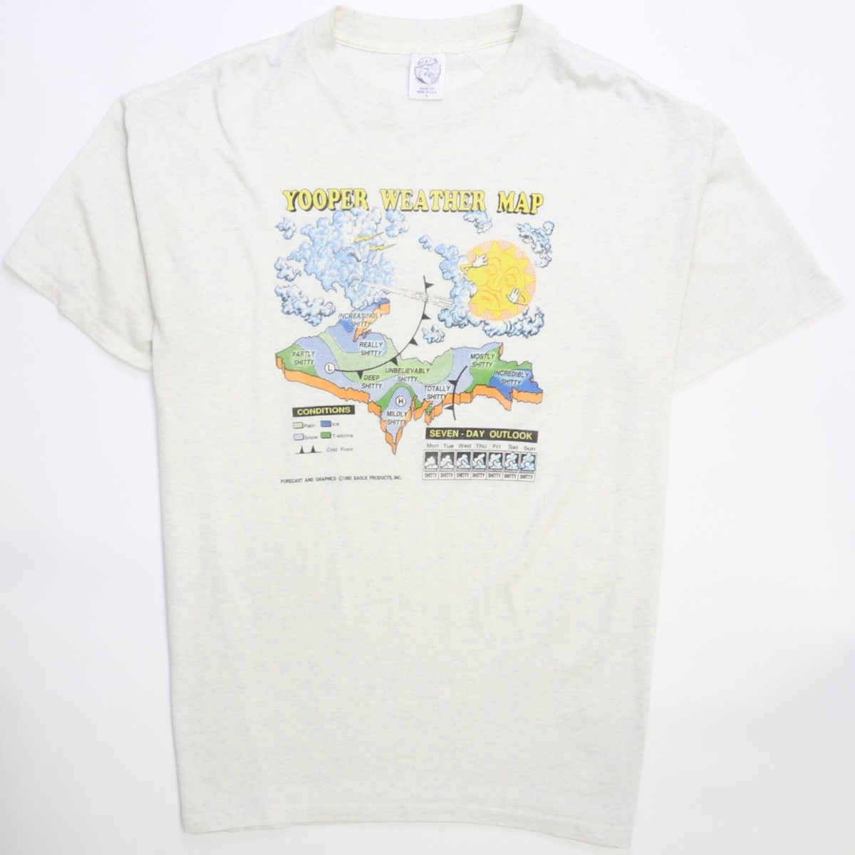 Vintage Bad Weather Map Parody T-Shirt Size XL Humor 1992 90s | eBay