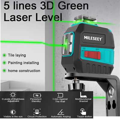 2-5 Lines 360 3D Horizontal & Vertical Cross Laser Level with Battery & Tripod
