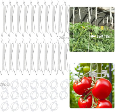 20 Stück Tomatenhaken Mit Schnur 10M Mit 20 Tomatenclips Rankhilfe Gurken