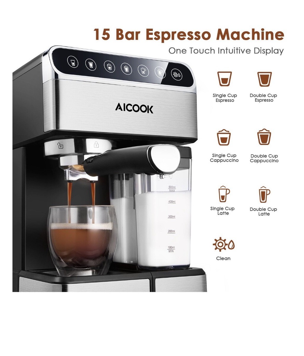 AICOOK ESPRESSO AND AUTO-CAPPUCCINO COFFE MAKER