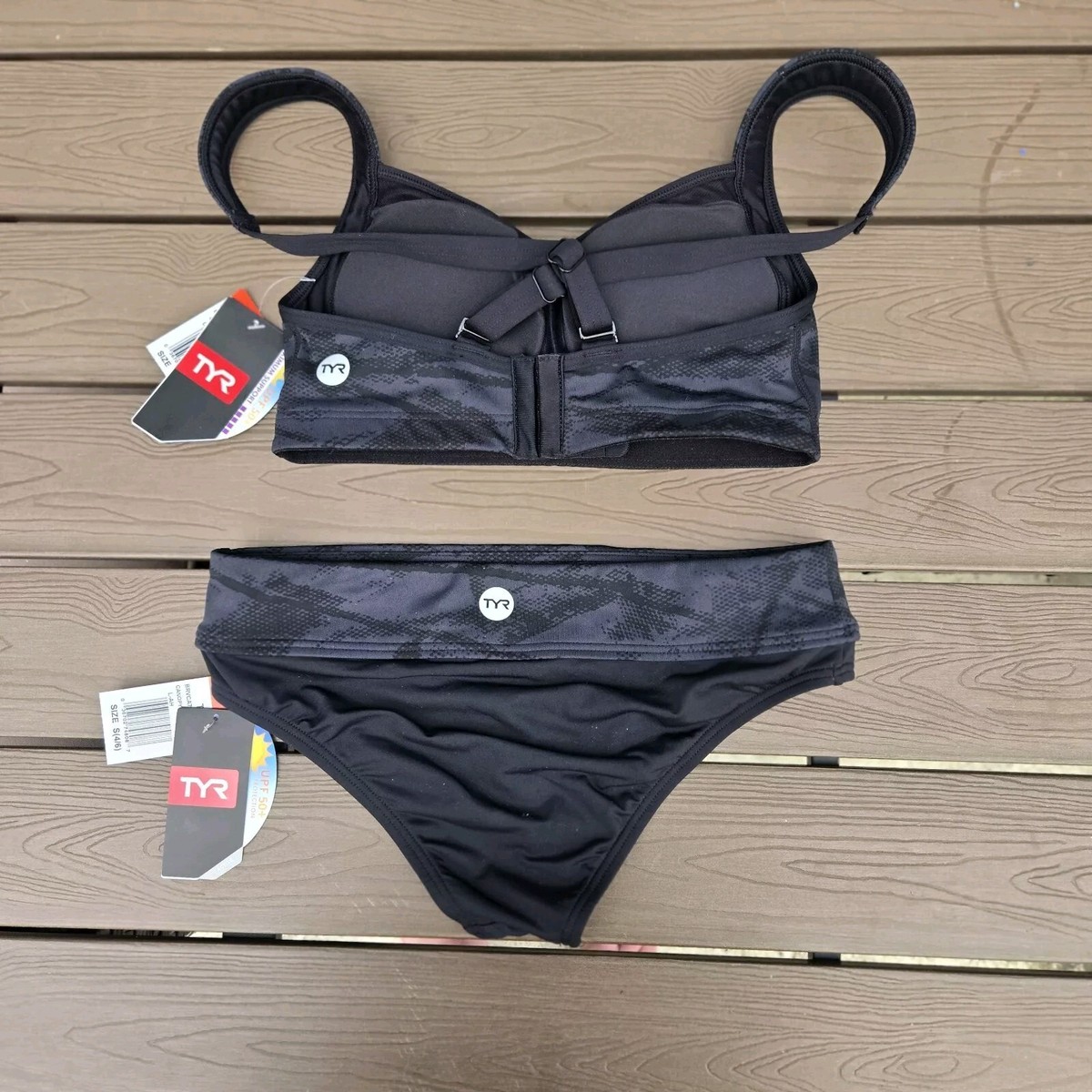 TYR Womens Solid Black Canopy Lily Top (L) & Riva Bikini Bottom (M
