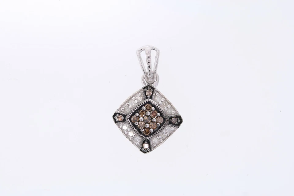 NUEVO Colgante de plata de ley de 0,46 quilates con coñac y diamantes naturales blancos Foto 4 de 4