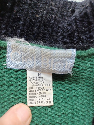 Vintage 1990s Bridle Straps Heavy Knit Cardigan Sweater With Chenille Collar - M - Bild 3 von 13