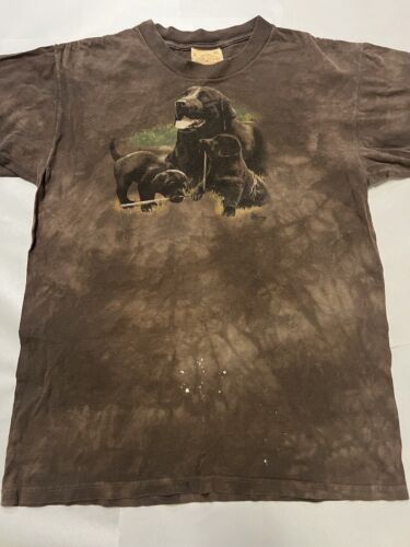 Vintage The Mountain Shirt Black Lab Brown Tie Dye Made In USA Y2K Thrashed XL - Picture 2 of 9