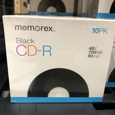 10 MEMOREX BLACK CD-R 48X WRITE SPEED 700mb - FACTORY SEALED