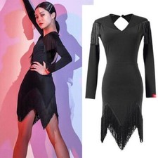 New Latin Dance Performance Dress Rumba Samba Cha Cha Fringes Practice Ballroom