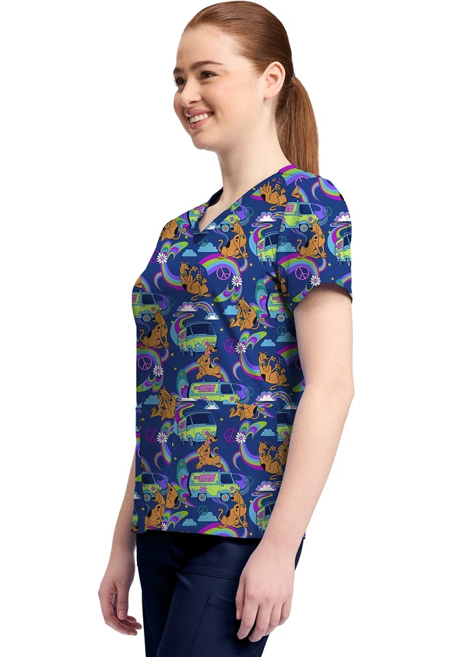 Tooniforms Cherokee Licensed V-Neck Print Top TF796 SDMY Scooby-Doo Mystery - Image 3 of 4