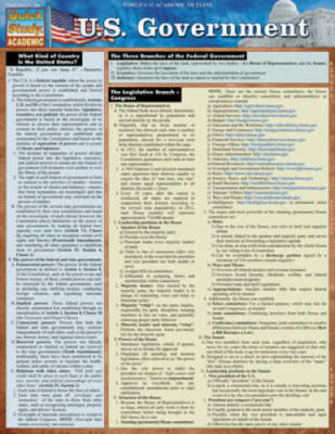 U.S. Government (Quick Study: Academic) - Cards By BarCharts, Inc. - GOOD
