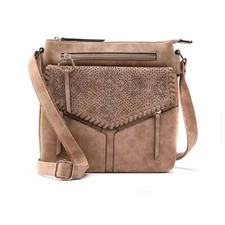 Violet Ray Double Compartment Laser-Cut Crossbody - Tammi  Cognac, null