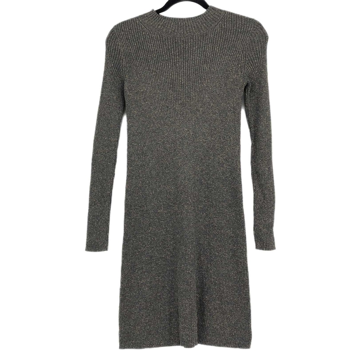 knit mock neck dress Sparkling Beauty Shimmer Knit Mock-Neck Mini Dress Black / S