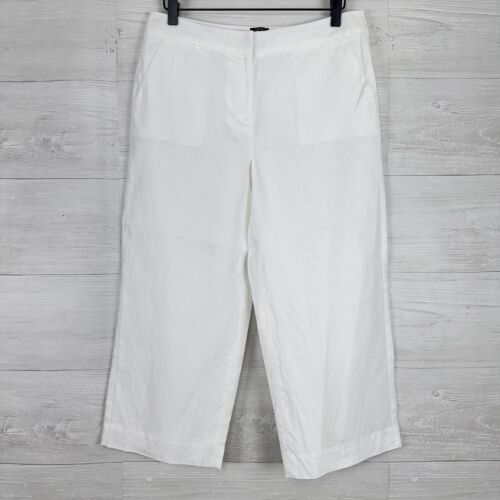 Talbots Damengröße 4 Petite Chelsea 100 % Leinen weiß Capri Cropped Hose gefüttert