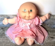 Vintage 1990 Hasbro Cabbage Patch Kids Doll Signed Xavier Roberts 13" Pink Dress