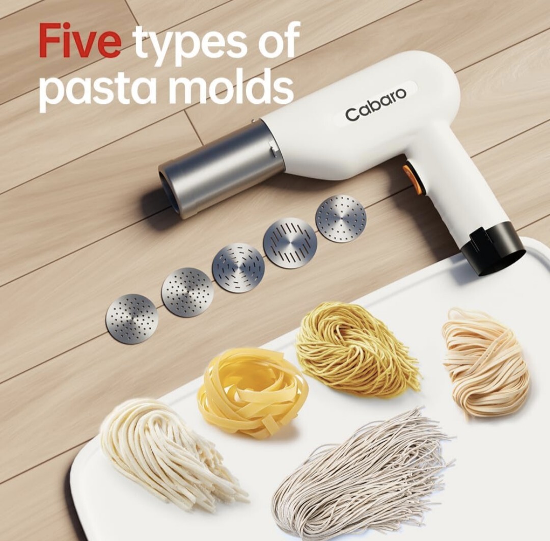 Handheld Electric Pasta Maker, 5-in-1 Cordless Portable Noodle Machine