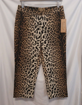 Peck & Peck WEEKEND Capri Women Sz 8 Brown Cheetah Animal Print