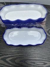 Blue/White Cased Plastic Banana Split Dessert Dishes /Serving Dishes (8)