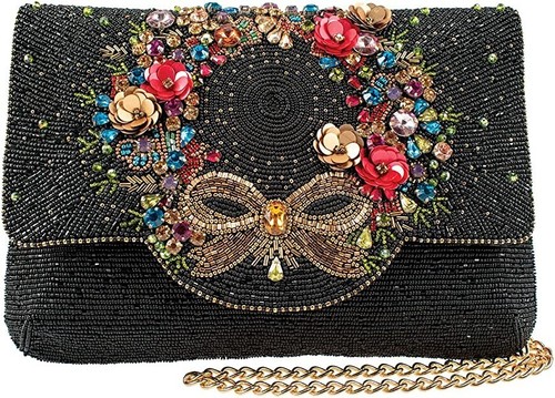 MARY FRANCES | TRADITIONS HANDTASCHE ✪NEU✪ DESIGNER GELDBÖRSE FLORAL SCHWARZ GOLD XBODY - Bild 1 von 11