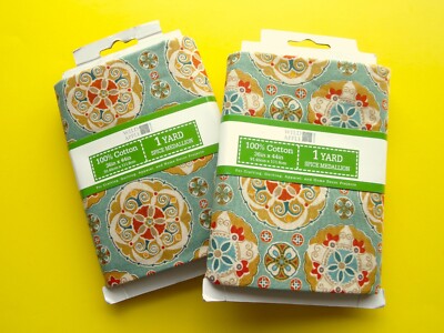1 yard x 44'' Quilting Fabric NOS Spice Medallion (x2) Wild Apple David Textiles