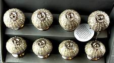 Drawer Pulls Handcrafted Ceramic grey silver Casa Decor Set of 8 knobs  JS