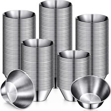 Remerry 300 Pcs Metal Sauce Cups Individual Salsa Metal Ramekins Dipping