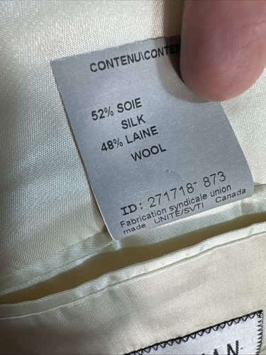 Blazer Silverstone 44R parigino seta lana crema twill 2 bottoni Canada - Foto 9 di 16