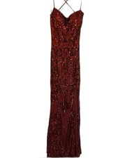 Windsor Rust Red Sequin Spaghetti Strap Prom Gown