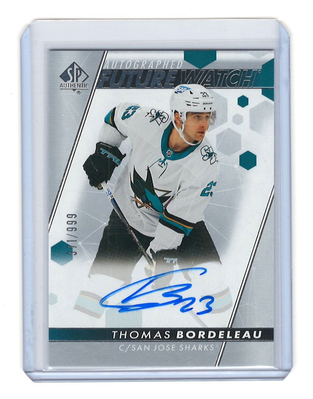 2022/23 SP Authentic Future Watch Thomas Bordeleau Rookie Card RC Auto /999
