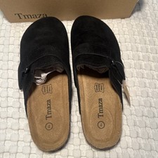 Suede Black Clogs - Size 7- Brand New - Box Cork Leather