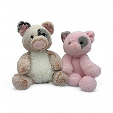 Aurora Plush Pig Lot of 2 Stuffed Animals Pink Tan Patch Pigs 12