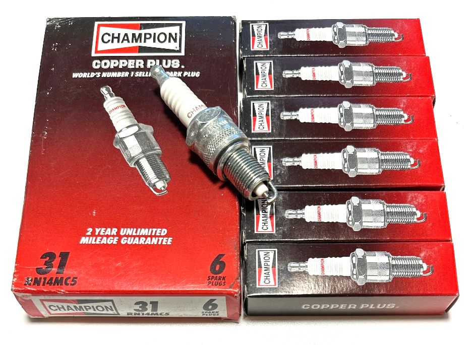 Set of 6 NOS Champion Spark Plugs # 31 RN14MC5 Made in USA
