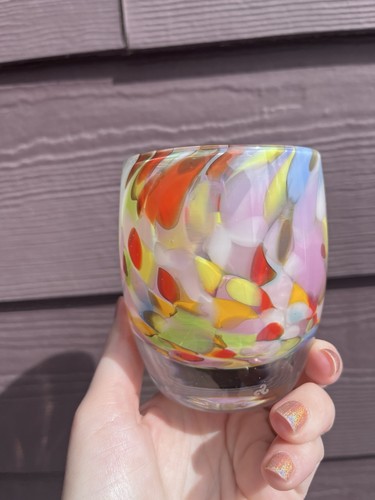 Confetti Glassybaby - Red Pink Yellow Green Blue White Votive Holder