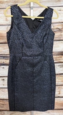 ETCETERA Baroness Jacquard Dress Blue Black Sheath Cocktail Career 12