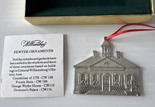 KIRK STIEFF PEWTER COLONIAL WILLIAMSBURG CHRISTMAS ORNAMENT COURTHOUSE IN BOX