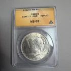 1922 VAM-7.2 DDR Doubled Die Reverse Top-50 Peace Dollar $1 MS 62 ANACS