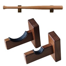 Baseball Bat Display Rack Wall Mount Wooden Holder with Soft Liner