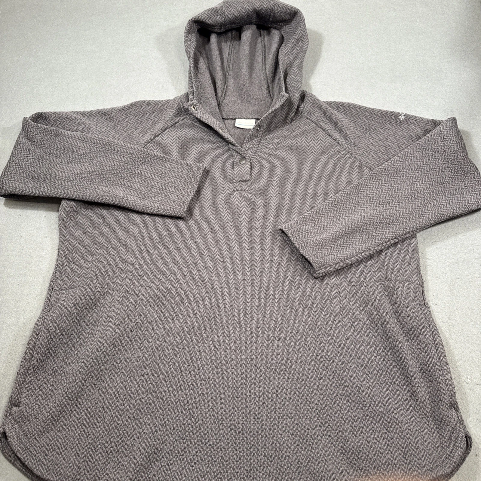 SWEATSHIRT HOODED Columbia Mens 2XL PULLOVER Gray Snap LINED Casual Outdoor