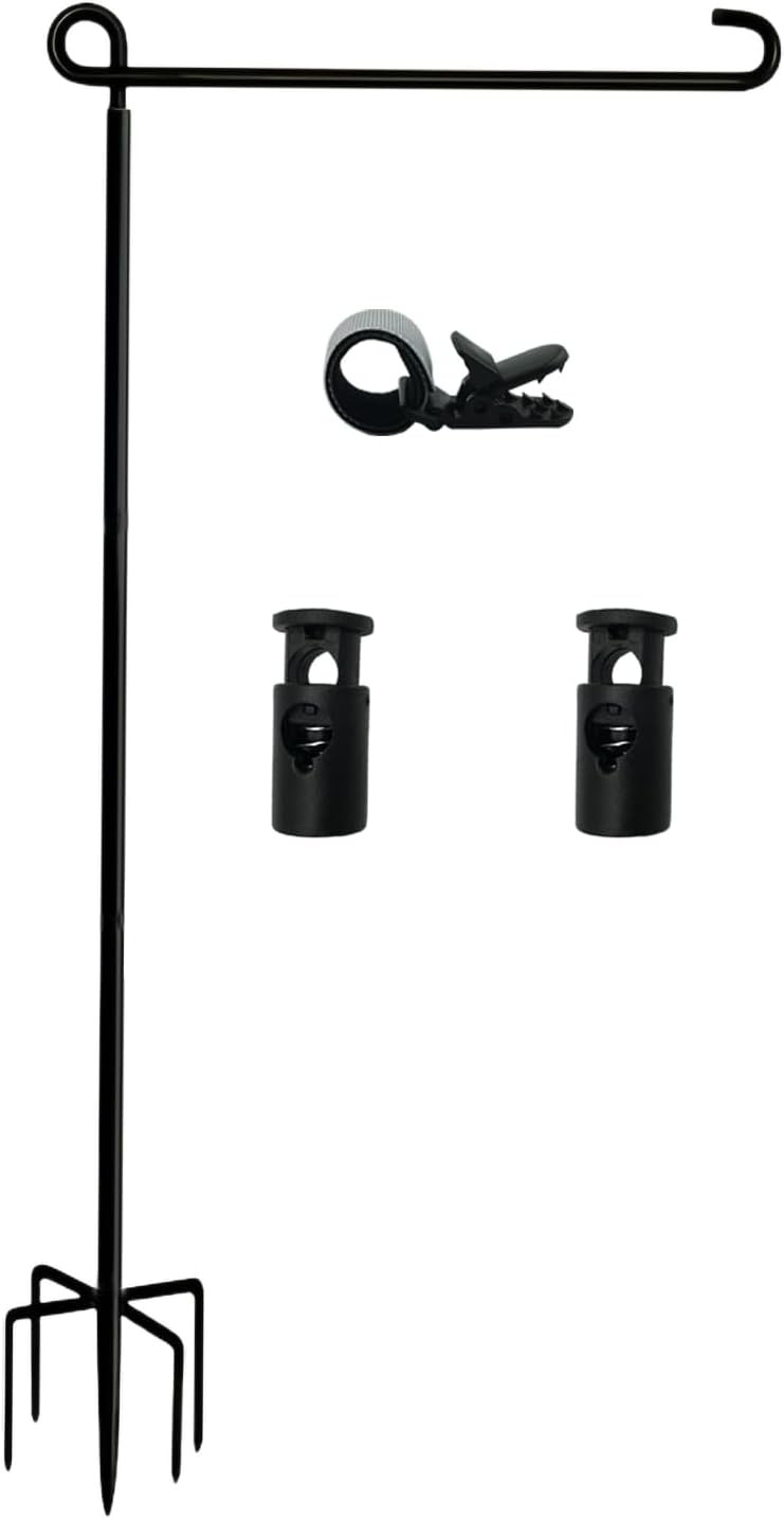 Garden Flag Stand-Holder-Pole High 38.5 Inch with 5 Prong Base Stopper and Anti-