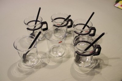 Vintage Bodum Teeservice Picard schwarz, 4 Tassen, Milchkännchen, Zuckerdose