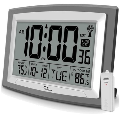 Large Digital Atomic Clock - Self-Setting & Battery Operated