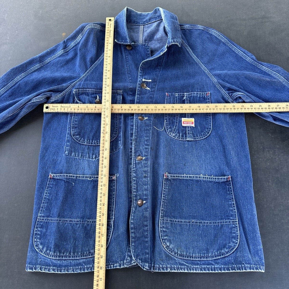 Vintage Penneys Pay Day L Chore Coat Jacket Denim 50s UNION MADE