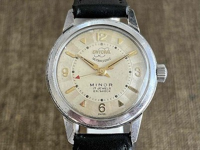 ENICAR Ultrasonic Minor Two-Tone 17J Silver Dial 31mm 1950 Antique Men's watch
