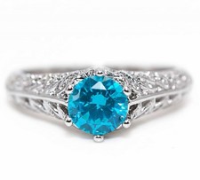 1CT Aquamarine  White Topaz 925 Solid Sterling Silver Ring Jewelry Sz 6