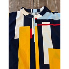 Abstract Geometric Colorblock Shift Dress XL Short Sleeve Mod Art Pop Modernist